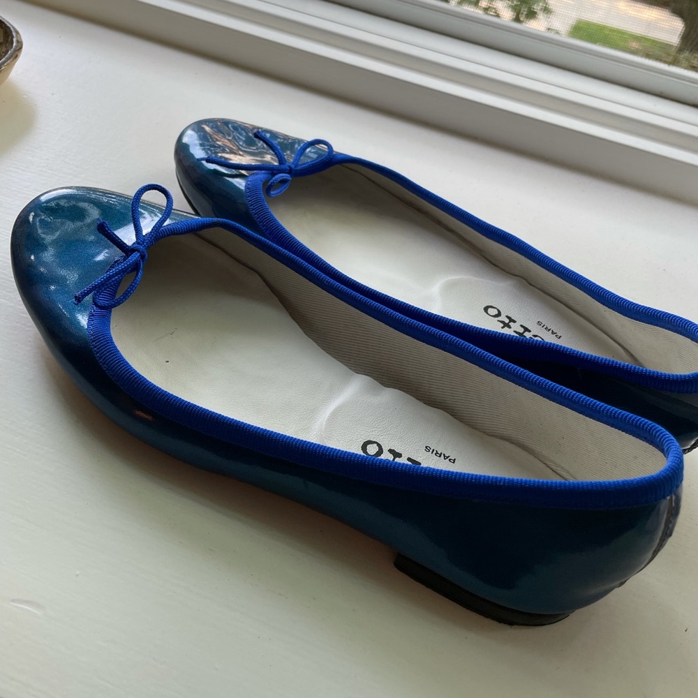 Blue Metallic Repetto Flats